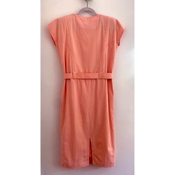 ๐ธ Vintage Veeko Super Style Peach Belted Dress - With Shoulder Pads! - Size S - Picture 4 of 10